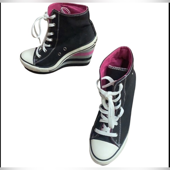 Rock & Candy| Goldluxe Wedge Platform Sneakers| Size 8|Black Pink White Gray - Picture 3 of 8